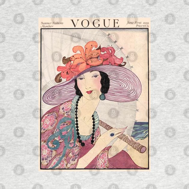 Vogue Vintage 1919 Beautiful Flapper With an Umbrella Print by posterbobs